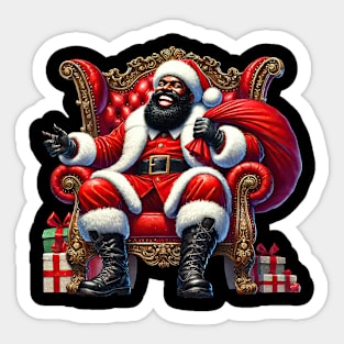 Black Santa, Cool Santa Sitting in Chair Sticker